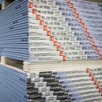 Stacks of products in warehouse